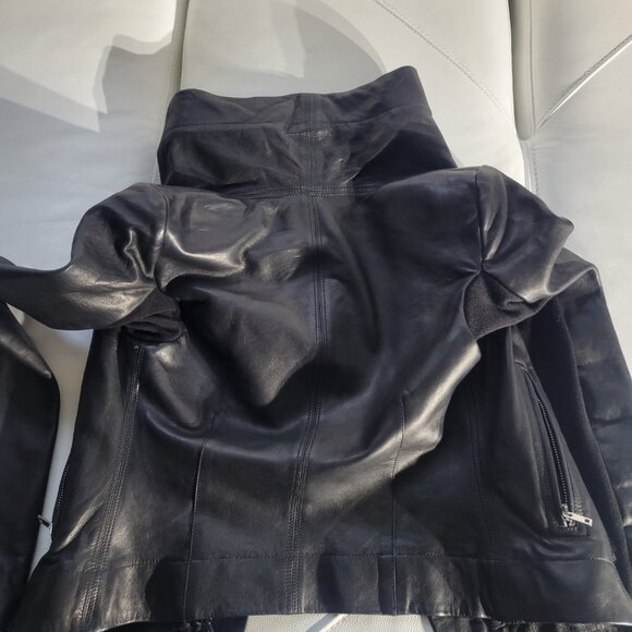RICK OWENS Black Leather Biker Jacket IT 38, US 2 or XS - Picture 9 of 9